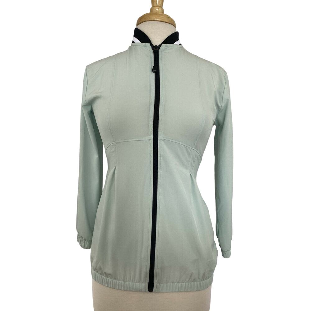 ZELLA GIRL Mint Green Bubble Front Full Zip Jacket Size Medium 8/10 Girls Pocket